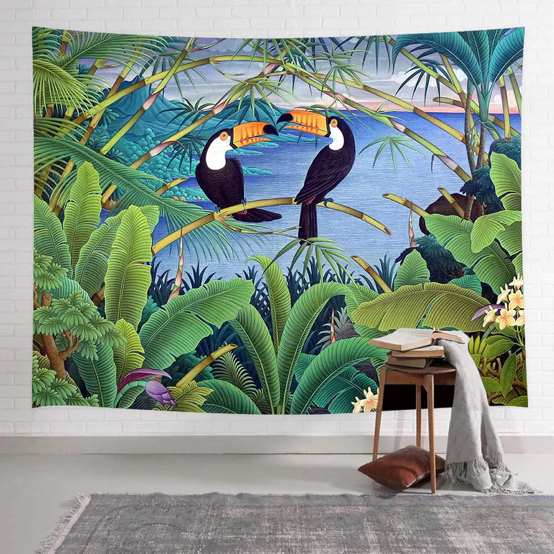 Axyaa Tropical Peacock Parrot Wall Tapestry for Home Decor
