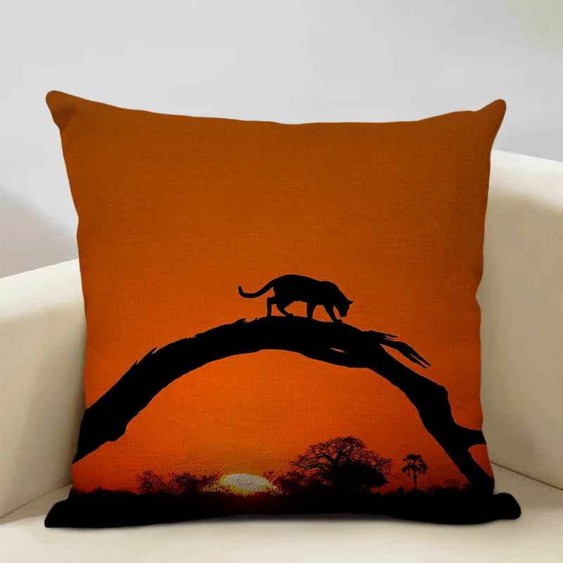 Axyaa African Landscape Art Pillow Case 45x45cm High Quality Linen Cushion Cover