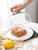 Axyaa Glass Covered Cake Tray for Desserts, Dim Sum, Fruits, and Bread Display