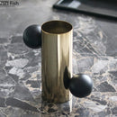 Axyaa Golden Metal Vase for Desk Decor with Artificial Flowers - Room Aesthetic