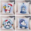 Axyaa Santa Little Penguin Pillowcase 45x45cm Merry Christmas Deer Cushion Cover