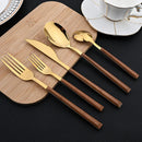 Axyaa Stainless Steel Wooden Handle Cutlery Set - 30 Pieces