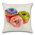 Axyaa Donuts Cushion Cover 45X45CM - Decorative Cotton Linen Pillow Case