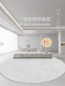 Axyaa Modern Art Minimalist Round Rug for Living Room Decor and Bedroom Carpet