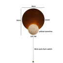 Axyaa LED Pull Chain Wall Light: Yellow Cave Stone Wood Wabi Sabi Design