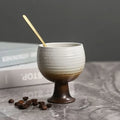 Axyaa Ceramic Coffee Cup Set with Spoon, Coarse Pottery Goblet for Home Decor