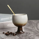 Axyaa Ceramic Coffee Cup Set with Spoon, Coarse Pottery Goblet for Home Decor
