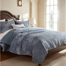 Axyaa Blue Striped Pick Stitch King Size Quilt Set: Soft Lightweight Bedspread