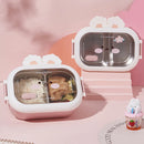Axyaa Cute Rabbit Lunch Box: Stainless Steel Bento with 2 Grids & Leak-proof Design