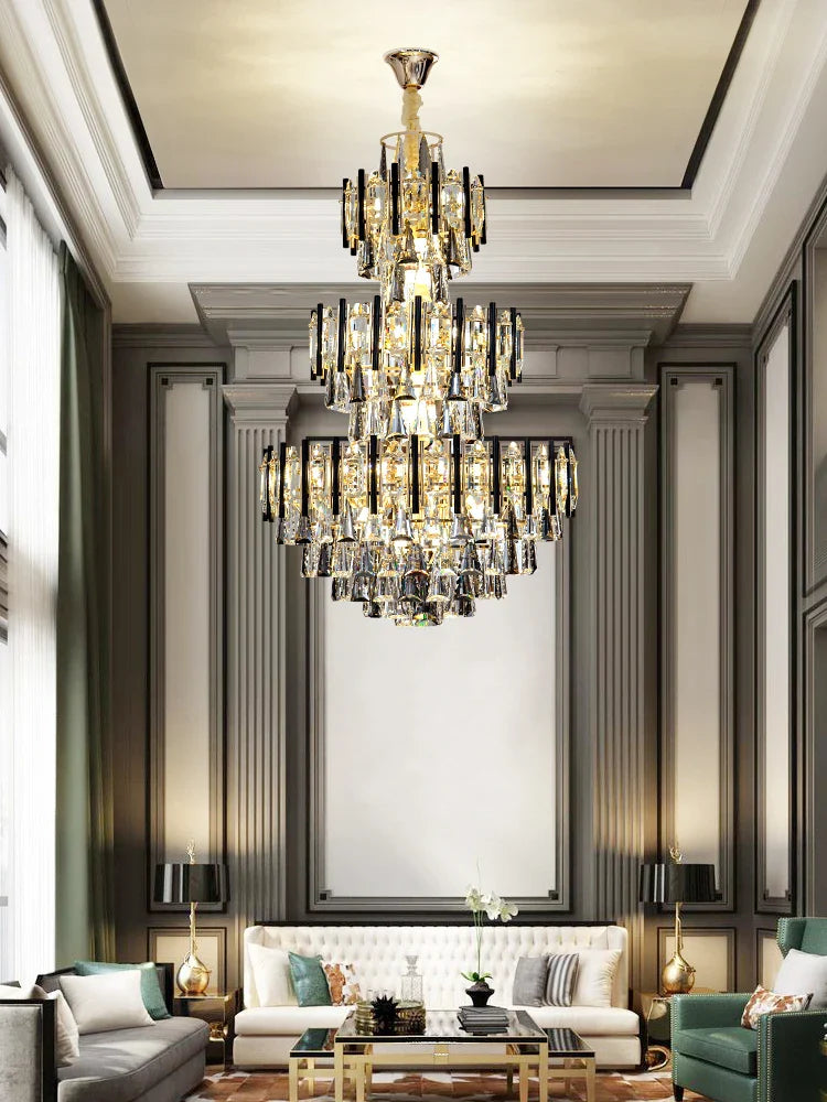 Axyaa Crystal Villa Chandelier: Post-Modern Luxury Pendant Light for Living Room & Hotel Lobby