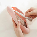Axyaa Magnetic Closure Silicone Cosmetic Bag for Travel with Brush Pouch