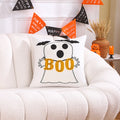 Axyaa Halloween Embroidered Cotton Pillow Cover 45x45cm for Home Sofa Décor