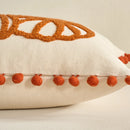 Axyaa Embroidered Pumpkins Cushion Covers with Pompom Tassels - Fall Decoration