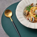 Axyaa Double Sided Oval Faux Leather Placemat Set for Home Decor
