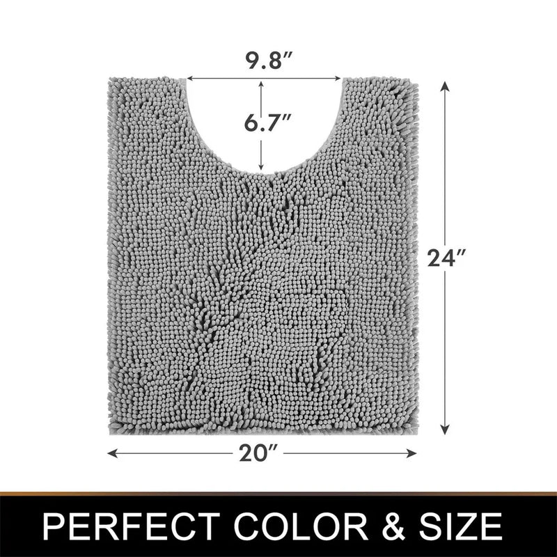 Axyaa Chenille U-Shaped Toilet Rug: Soft, Absorbent, Non-Slip Bath Mats