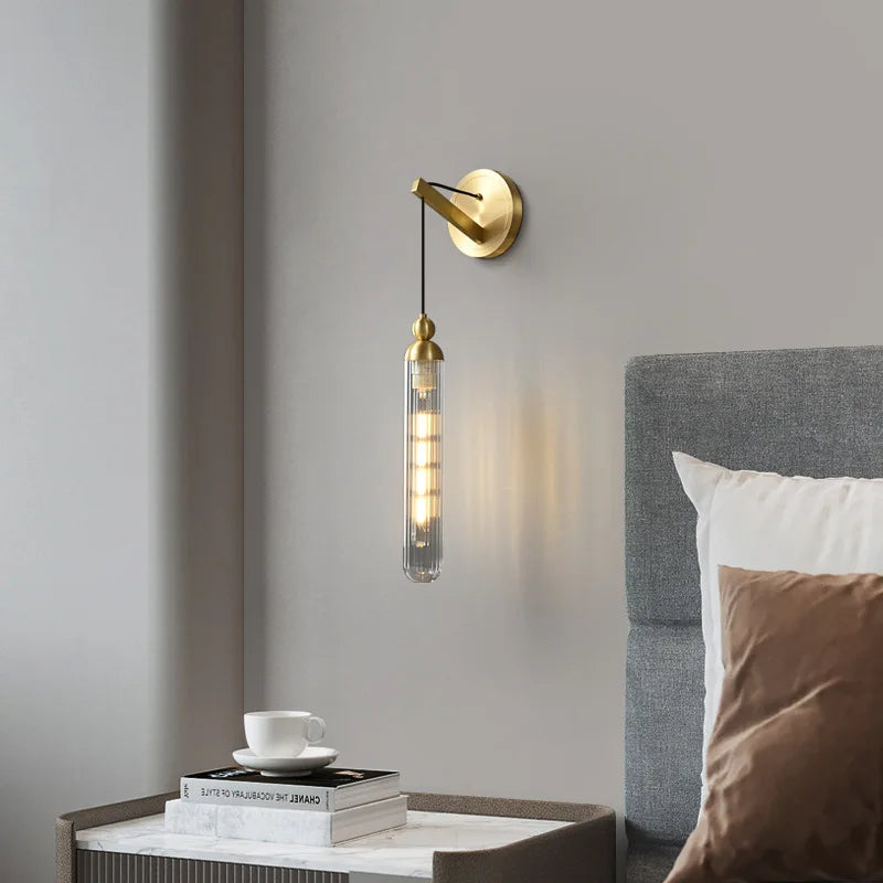 Axyaa Clear Glass Wall Lamp Gold Black Metal Sconce Surface Mount