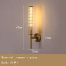 Clear Glass Gold Brass Wall Light by Axyaa - Indoor Foyer Bedroom Sconce