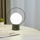 Axyaa Brass Glass Ring Table Lamp with Charging Night Light