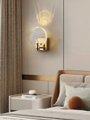 Axyaa Golden Crystal Glass Stainless Steel Wall Lamp for Modern Interior Lighting
