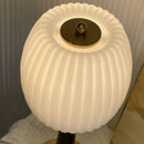 Axyaa Morden White Glass LED Bedside Table Lamp Wood Body E27 Bulb