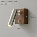 Axyaa Switch Wall Lamp: Gold Silver Brass Wooden Lighting for Bedroom Reading Office