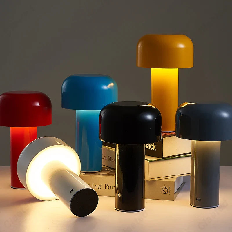Axyaa Mushroom Table Lamp: Cordless Touch Rechargeable Night Light
