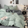 Axyaa Washed Cotton Bedding Set, Brief Style, Duvet Cover & Pillowcase, Twin-Full-Queen Sizing