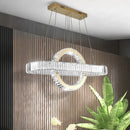 Axyaa Oval Chrome Gold Steel LED Pendant Light with K9 Crystals