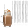 Axyaa Pink Glass Straw Set of 10 - Reusable Eco-Friendly Bubble Tea Smoothie Straws