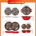 Axyaa 7-Piece Ceramic Dinnerware Set: Dessert, Steak, Pasta, Salad, & Soup Bowls
