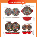 Axyaa 7-Piece Ceramic Dinnerware Set: Dessert, Steak, Pasta, Salad, & Soup Bowls
