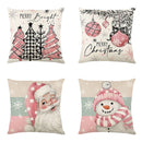 Axyaa Christmas Pillow Cover: Santa Snowman Tree Print for Sofa Decor
