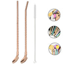 Axyaa Stainless Steel 2-in-1 Straw Spoon Set for Drinks, Cocktails, Coffee & Juice