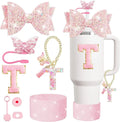 Axyaa Cup Accessories Set for Stanley Cup Tumbler - 8PCS Straw, Topper, Cover, Cap, Boot, Stopper, Charm, Initials