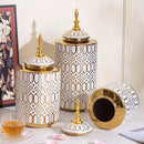 Axyaa White Gold Ceramic Vase General Jar Jewelry Storage Creative Decorations