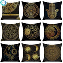 Axyaa Gold Printed Decorative Linen Pillow Cover