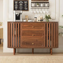 Axyaa Fluted Wooden Sideboard Buffet with Drawers and Shelves