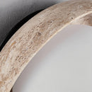 Axyaa Nordic LED Wall Light - White Glass Yellow Travertine Wood Canopy
