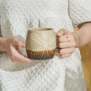 Nordic Ceramic Hand-painted Mug, Axyaa Relief Coarse Pottery Coffee Cup