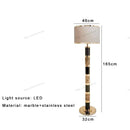 Axyaa Gold Black Stone Floor Lamp w/ Fabric Lampshade, Nordic Luxury Design