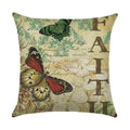 Axyaa Linen Butterfly Flower Sofa Cushion Cover 45*45 - Home Decor Printed Pillow Case