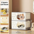 Axyaa Cat House Cabinet: 1-3 Tier, 60cm Wide, Black/Gray for Bedroom/Living Room