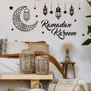 Axyaa Ramadan Decor Stickers: Eid Mubarak Muslim Wall Decal with Lantern Moon Star