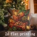Axyaa Christmas Scene Printed Pillow Cover for Sofa, Bedroom, Car - Rectangular Decorative Cushion