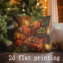 Axyaa Christmas Scene Printed Pillow Cover for Sofa, Bedroom, Car - Rectangular Decorative Cushion