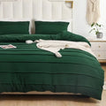 Axyaa Wide Stripe Duvet Cover Set, Solid Beige, Light Luxury, King Queen Sizes