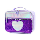 Axyaa Reversible Sequin Insulated Lunch Box for Kids - Waterproof Glitter Tote Bag