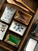 Axya Ceramic Sushi Sauce Dish Set - Japanese Style Cherry Blossom Tray