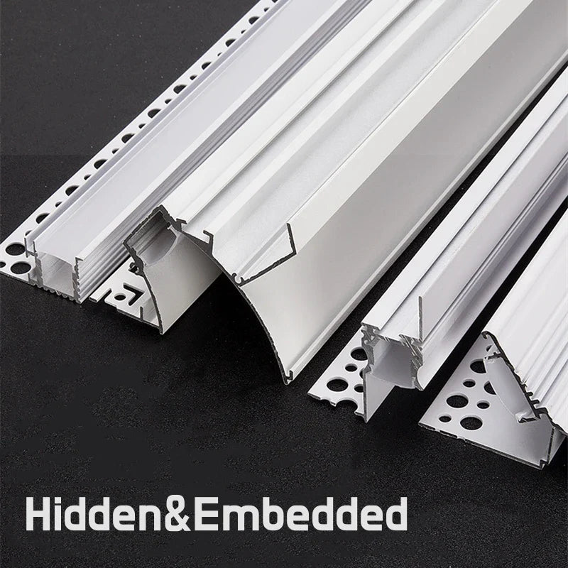 Axyaa Top Corner LED Profile: Ceiling Recessed Gypsum Hidden Channel Linear Bar Strip Lights