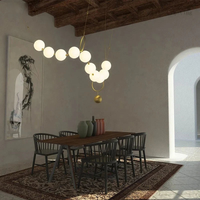 Axyaa White Glass Ball Necklace Pendant Chandelier for Luxury Ambiance